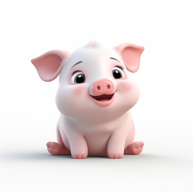 Bébé cochon 3d ludique avec un rendu réaliste et un style Pixar