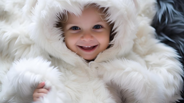 Photo bébé dans une tenue de lapin moelleux pendant les célébrations de pâques