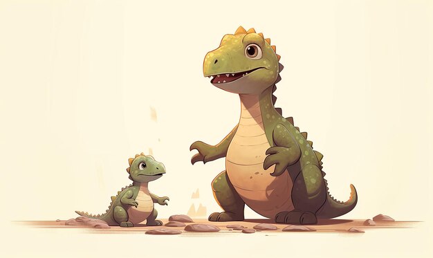 Le bébé Dino avec sa mère