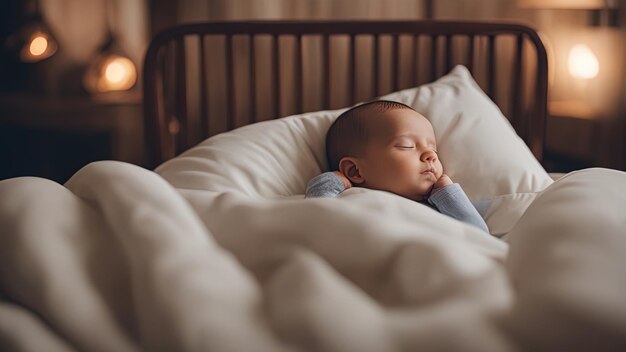 Bébé dort sur un lit