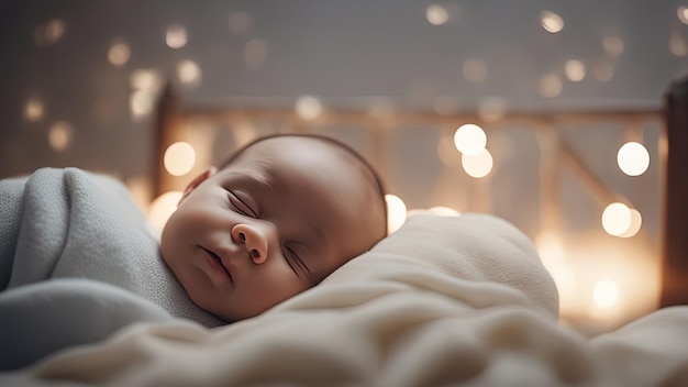 Bébé dort sur un lit