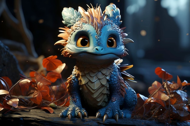 Photo un bébé dragon charmant et mignon