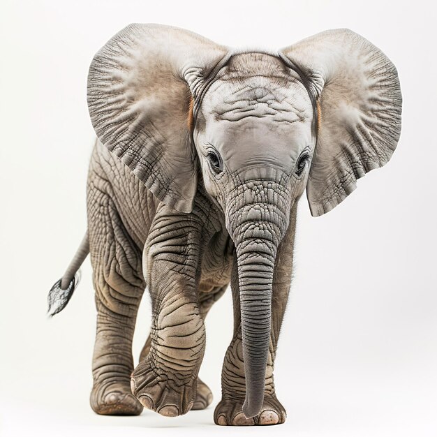 Photo bébé éléphant debout dans la neige blanche ia générative