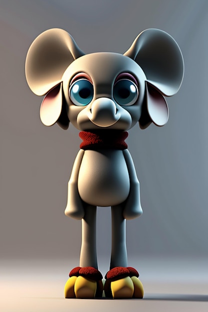 Bébé éléphant de dessin animé anthropomorphique 3D Rendering Modèle de personnage Figure de main Produit Kawaii