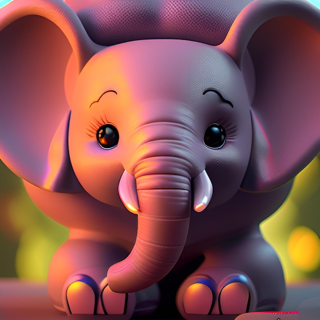 Bébé éléphant de dessin animé mignon et adorable