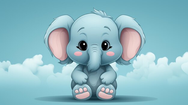 un bébé éléphant mignon de dessin animé
