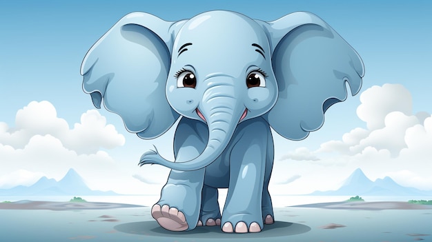 un bébé éléphant mignon de dessin animé