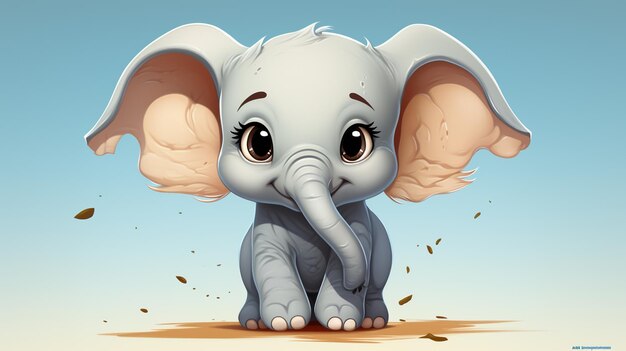 un bébé éléphant mignon de dessin animé