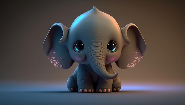 bébé éléphant super mignon en style cartoon Créé avec Generative AI