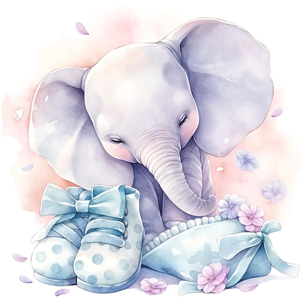 Bébé éléphant avec des vêtements de garçon