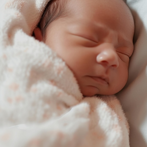 un bébé enveloppé dans une couverture à motif rose et blanc.