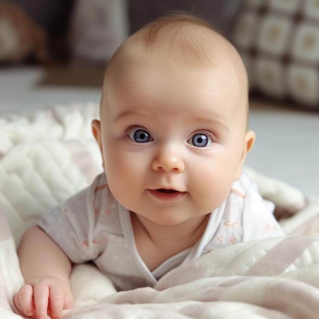 un bébé est allongé sur une couverture avec une chemise blanche qui dit quot bébé quot