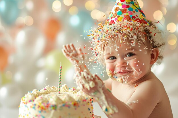 Un bébé heureux d'un an Joyeux anniversaire