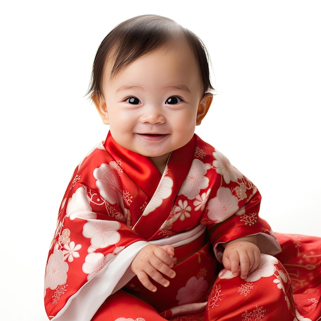 Bébé japonais en mini kimono