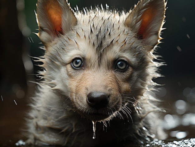 Bébé loup HD 8K fond d'écran Image photographique