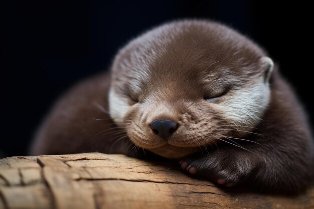 Le bébé loutre dort Génère Ai