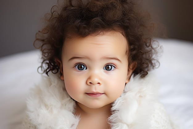 Bébé métis aux cheveux bouclés