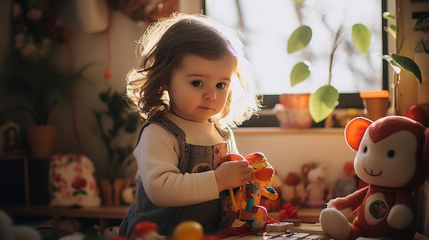 Bébé mignon jouant avec des jouets Génératif Ai