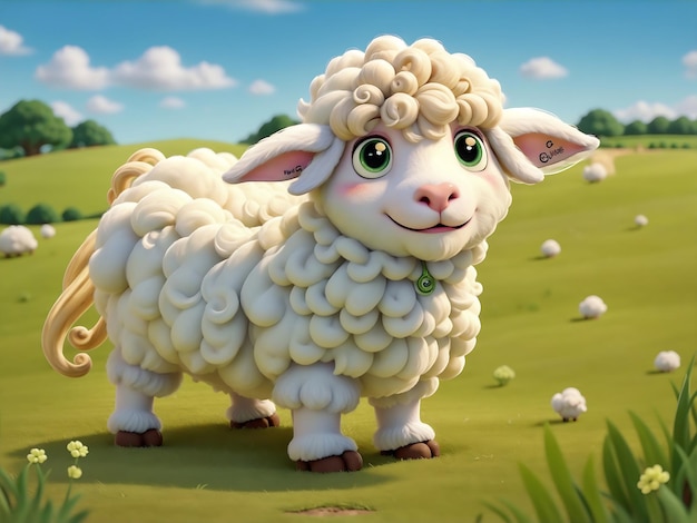 Bébé mouton moelleux avec de la laine bouclée
