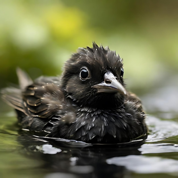 bébé oiseau noirâtre