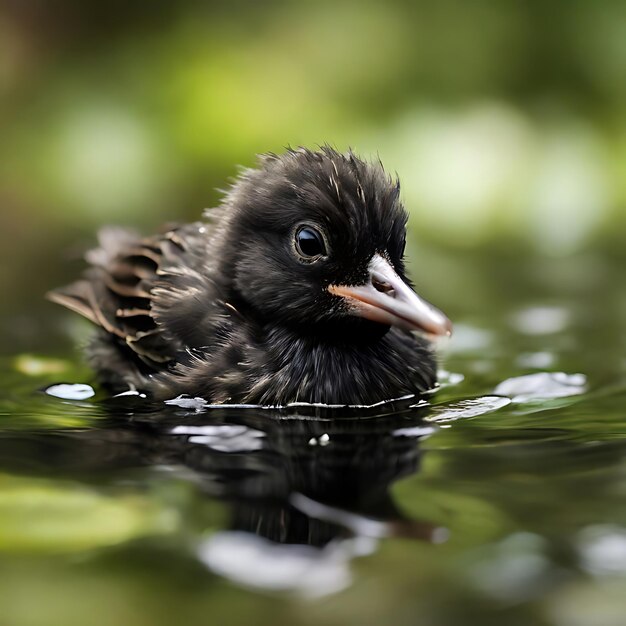 bébé oiseau noirâtre