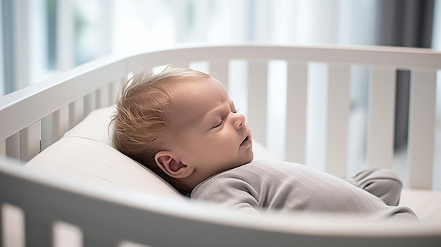 Un bébé paisible qui dort dans un berceau.