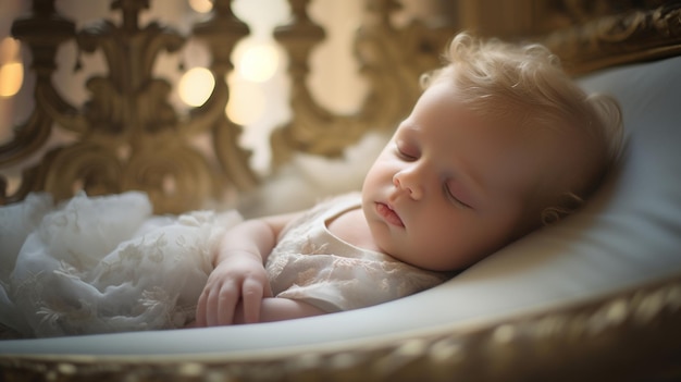 Un bébé paisible qui dort dans un berceau.