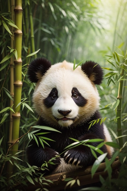 bébé panda dans la forêt de bambous