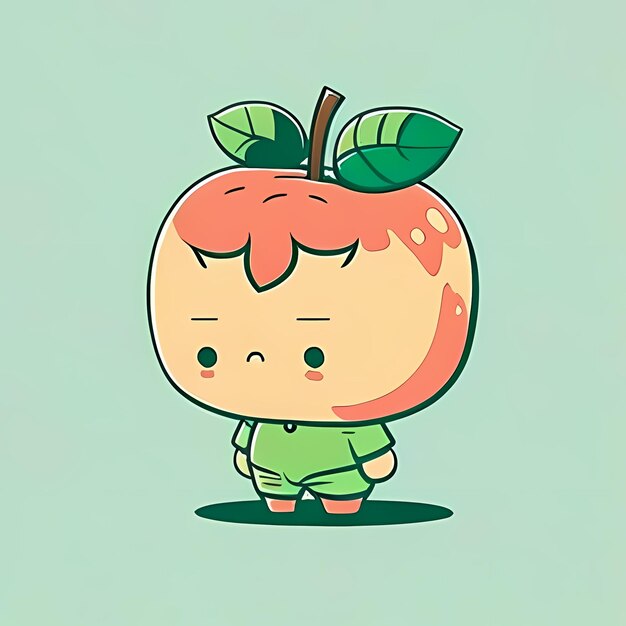 un bébé à la pomme de quatre couleurs portant une chemise hawaïenne dessinée à la main par des lignes épaisses simples