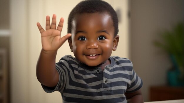 Photo un bébé portant une chemise rayée qui dit bébé