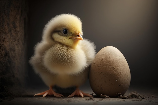 bébé poulet et oeuf