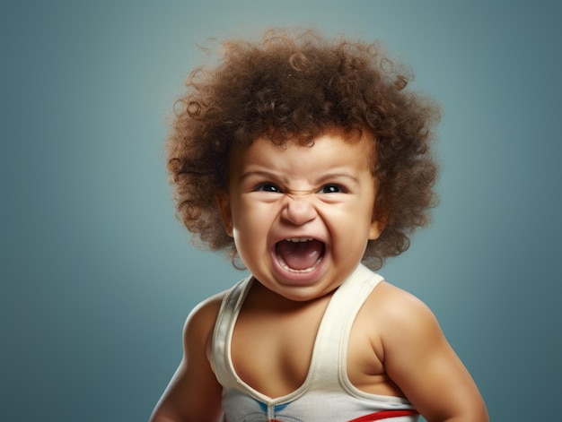 Photo bébé souriant drôle comme combattant de lutte