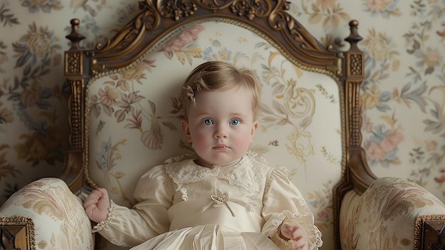 Photo un bébé victorien charmant