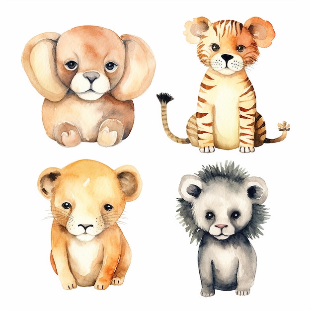 Des bébés animaux adorables à l'aquarelle