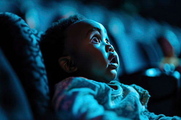 Les bébés noirs au cinéma réagissent terrifiés dans la salle de cinéma