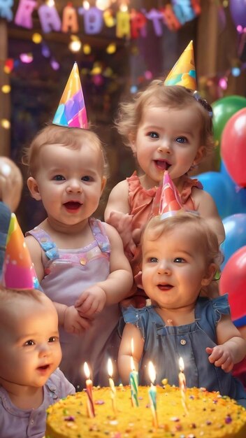 Des bébés qui s'amusent à la fête d'anniversaire