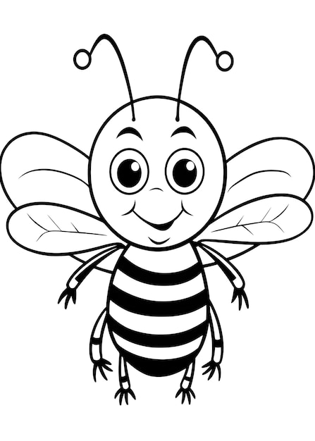 Photo bee coloring page honey bee line art coloring page bee outline illustration for coloring page animals coloring page cute bee coloring pages and book ai generative