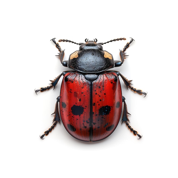 Beetle rouge et noir sur fond blanc IA générative