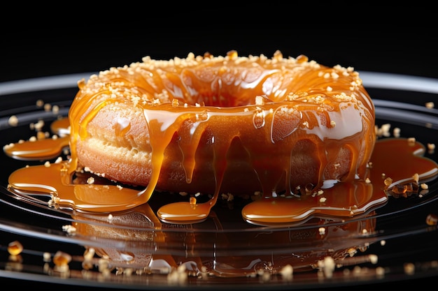 Beignet doré de caramel frais dans une scène minimaliste générative IA