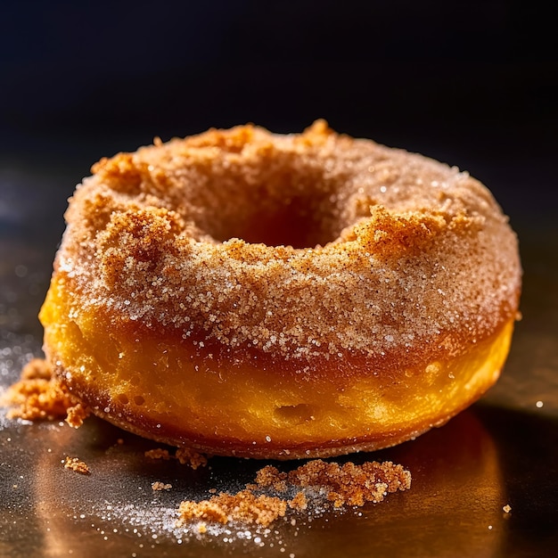 Un beignet recouvert de sucre avec de la cannelle dessus