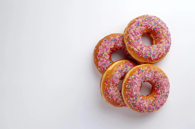 Photo des beignets colorés isolés sur un fond blanc