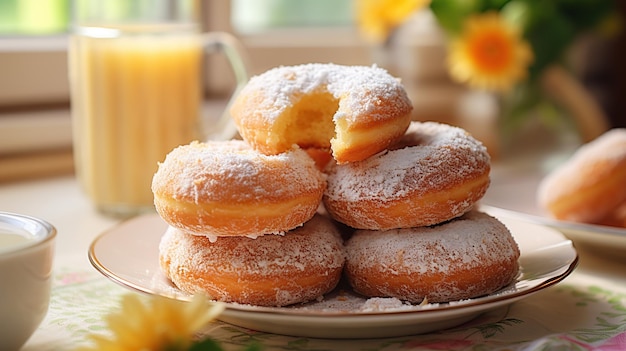 Photo beignets avec une délicieuse crème