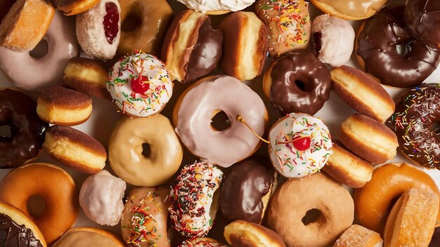 Des beignets délicieux assortis vue de haut