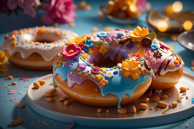 Des beignets délicieux et colorés sur la table.