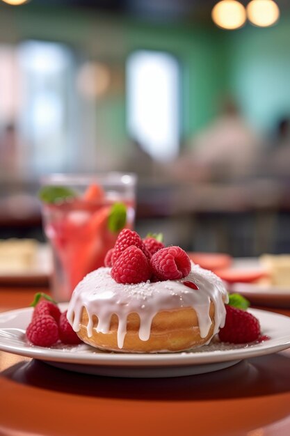 des beignets à la fraise avec des éclaboussures