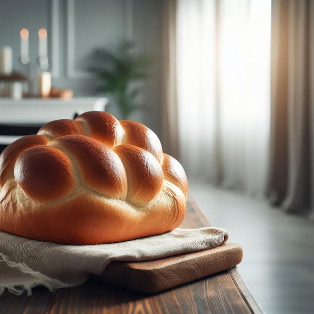 des beignets de Hanouka et un dreidel à fil traditionnel sur une planche en bois de près