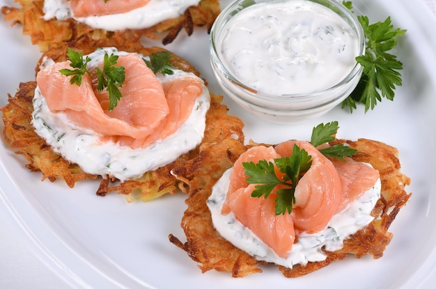 Beignets de pommes de terre au saumon