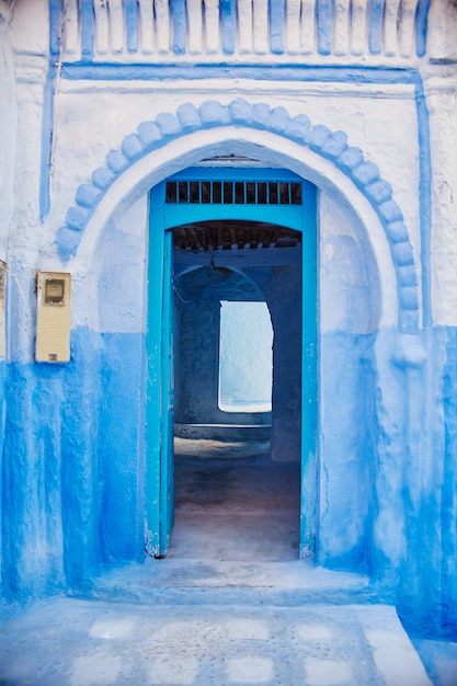 Bel ensemble diversifié de portes bleues de la ville bleue