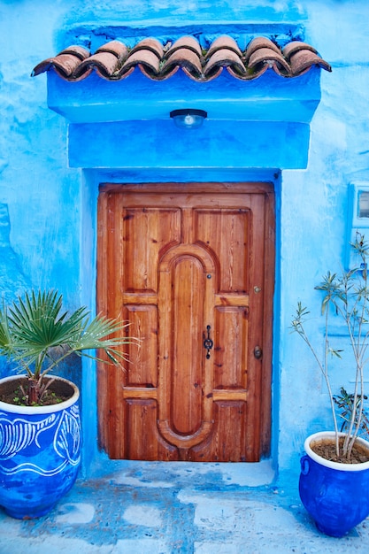 Bel Ensemble Diversifié De Portes Bleues De La Ville Bleue