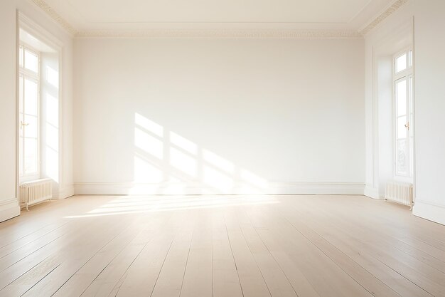Un bel espace intérieur vide et lumineux invite avec une ambiance aérée fraîche